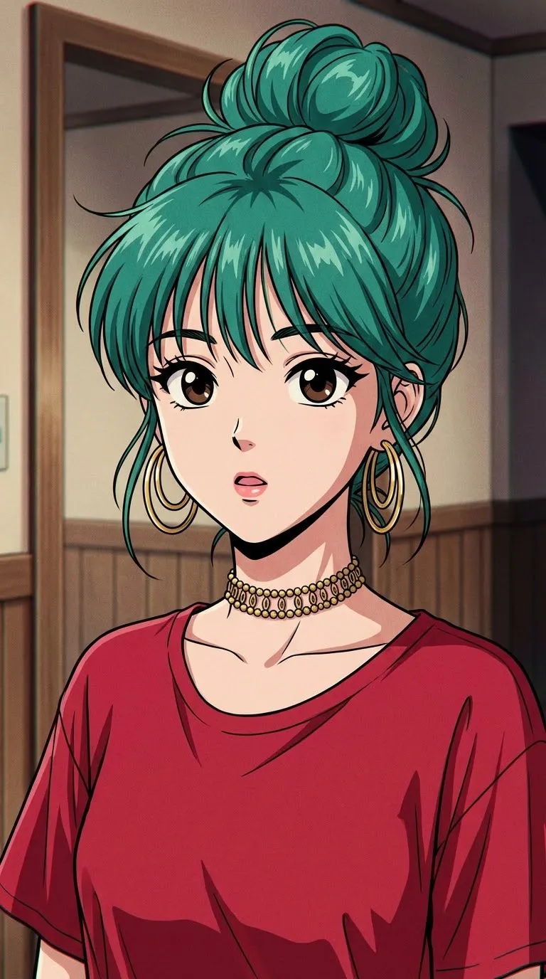 Retro 90s Anime Teal Hair Girl