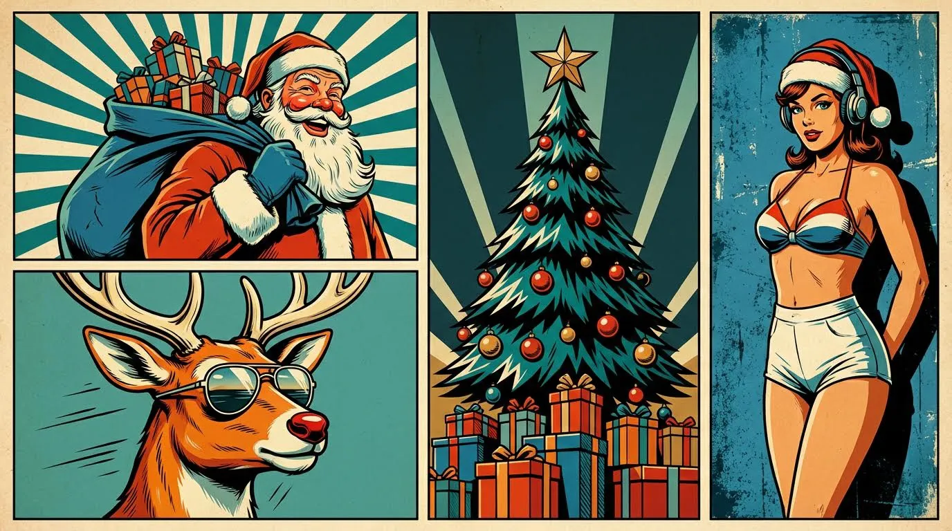 Retro Pop-Art Christmas Grid