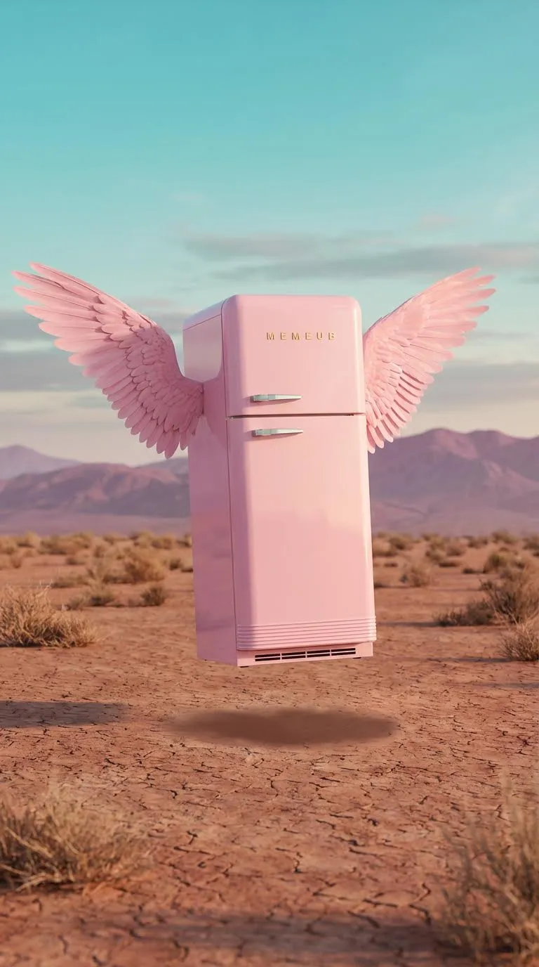 The Flying Pink Refrigerator
