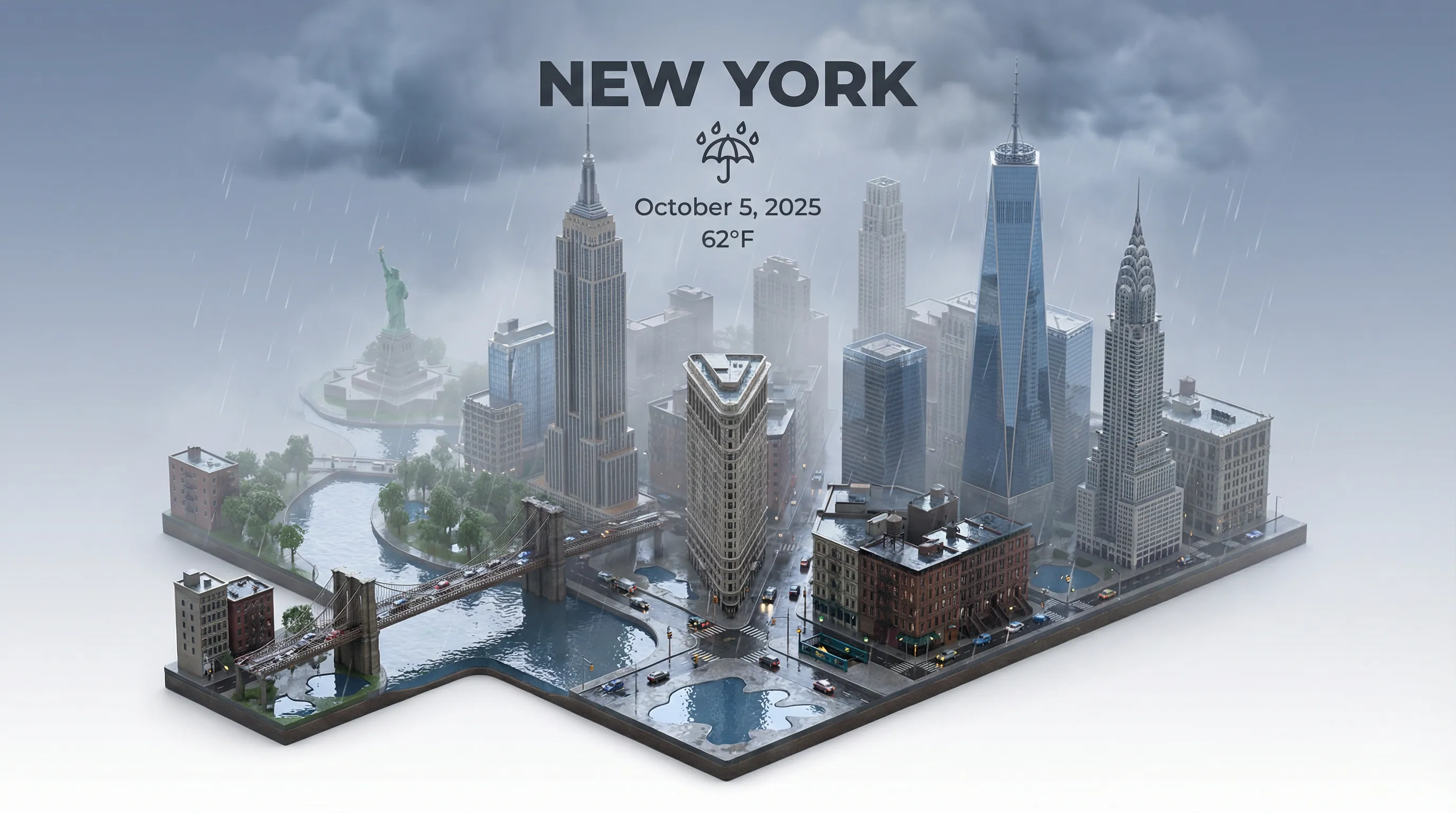 Isometric City Weather Scene