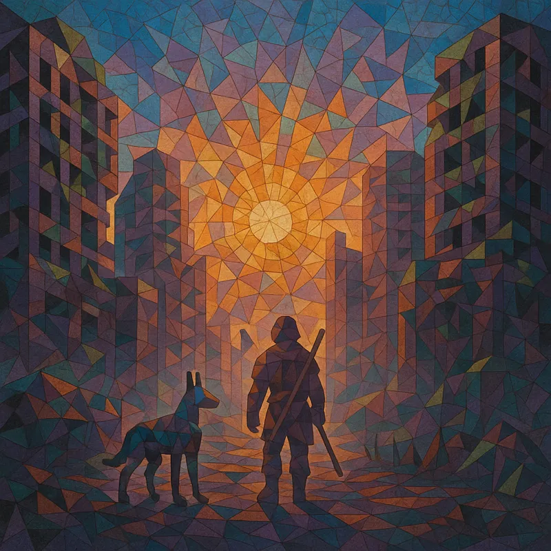 Cubist Geometric Mosaic with Kaleidoscopic Light